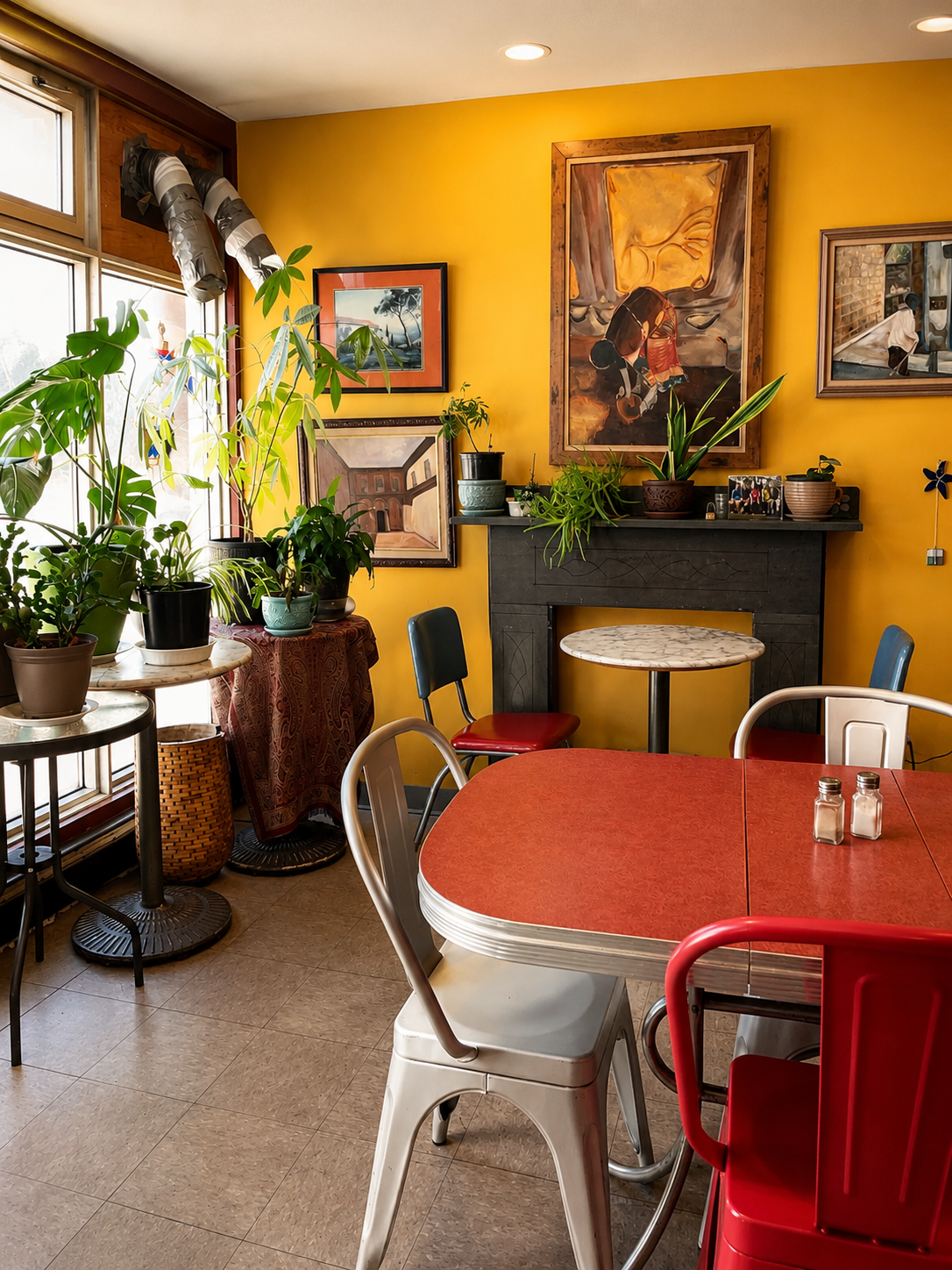 The colourful dining room at Annie's Place Cafe